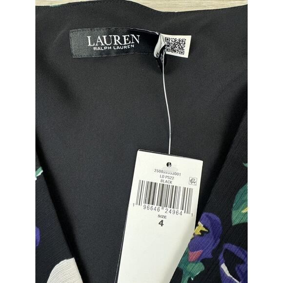 RALPH LAUREN V-neck Ruffled Hem Floral Georgette Drop Waist Layered Dres Sz‎ 4 - Picture 6 of 9